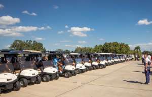 Title Sponsor and Diamond Custom Homes President Michael Diamond addresses participants in the second annual Building Dreams Foundation Golf Scramble, which raised more than $140,000 to support local charities.